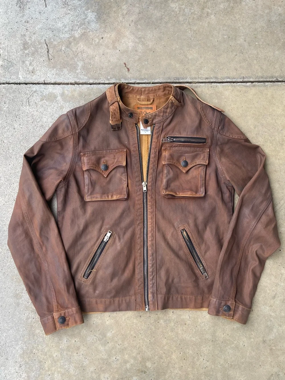 True Religion Chad Badlands Moto Jacket - Waxed Cotton Canvas